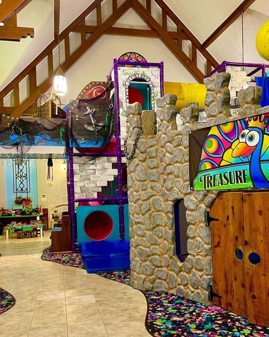 King Glenn's Giant Play Fortress with its stone tower, slides and yellow tunnel